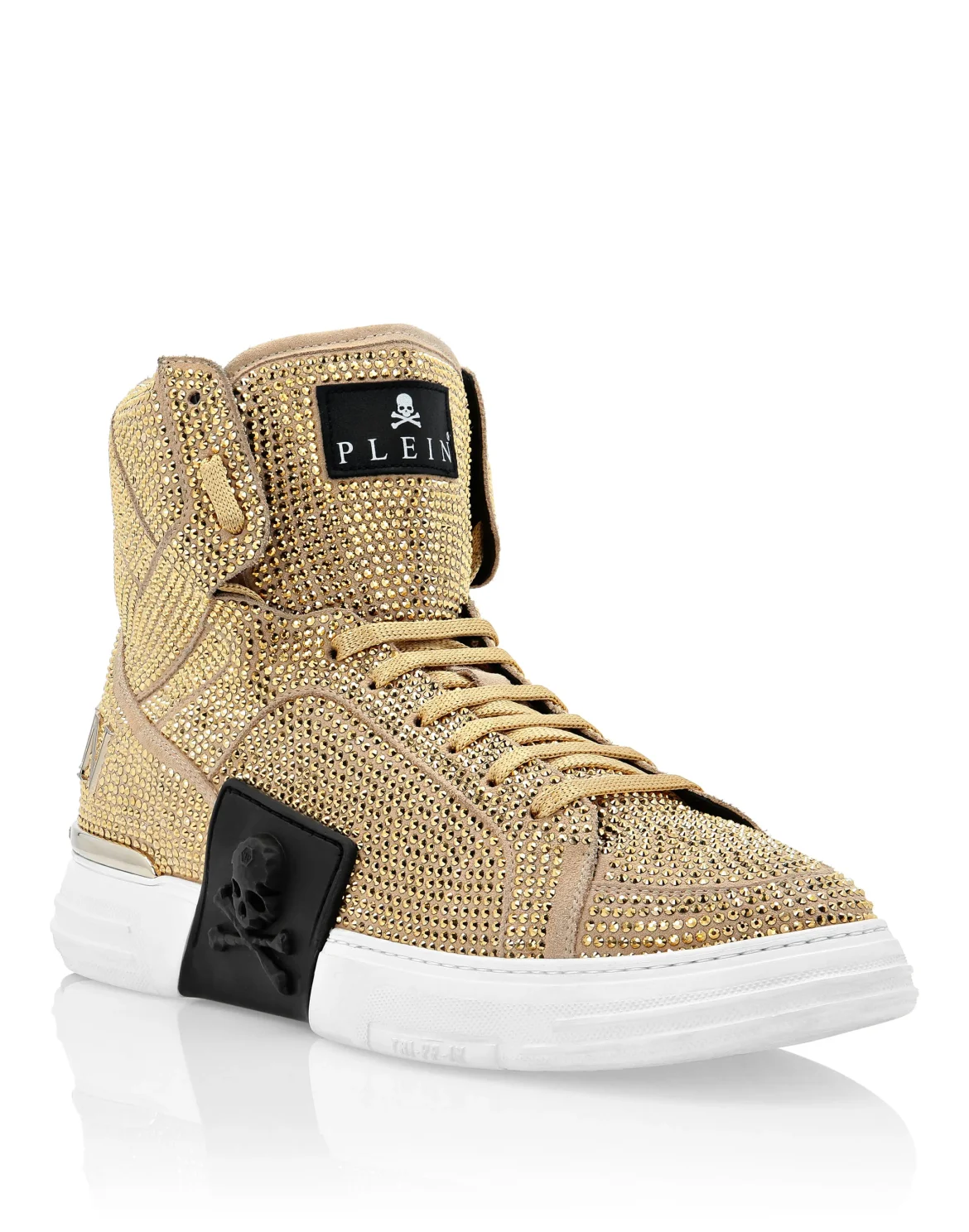 HI-TOP SNEAKERS MONEY KICK$ SUEDE GOLD SKULL, цвет: Золотой