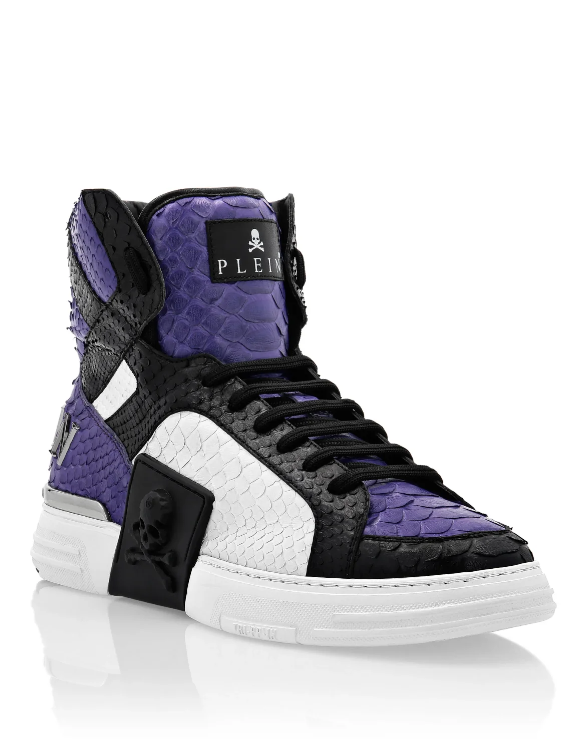 HI-TOP SNEAKERS MONEY KICK$ PYTHON ICONIC PLEIN SKULL, цвет: Черный