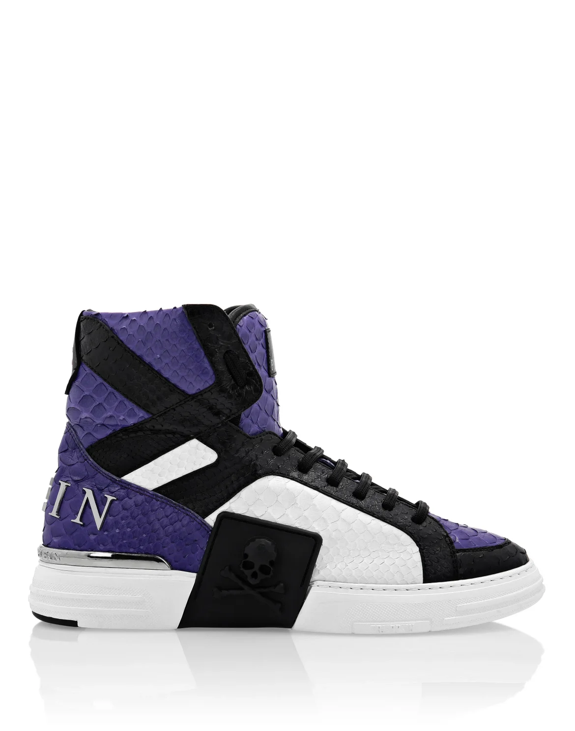 HI-TOP SNEAKERS MONEY KICK$ PYTHON ICONIC PLEIN SKULL, цвет: Черный