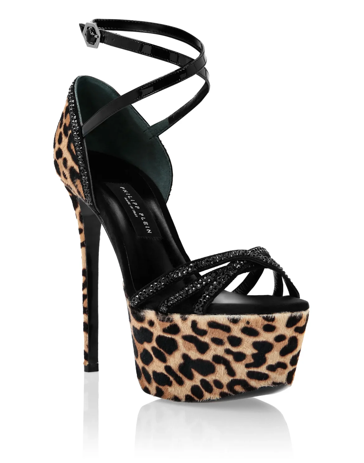Crystal  Platform Leopard Sandals, цвет: Леопард