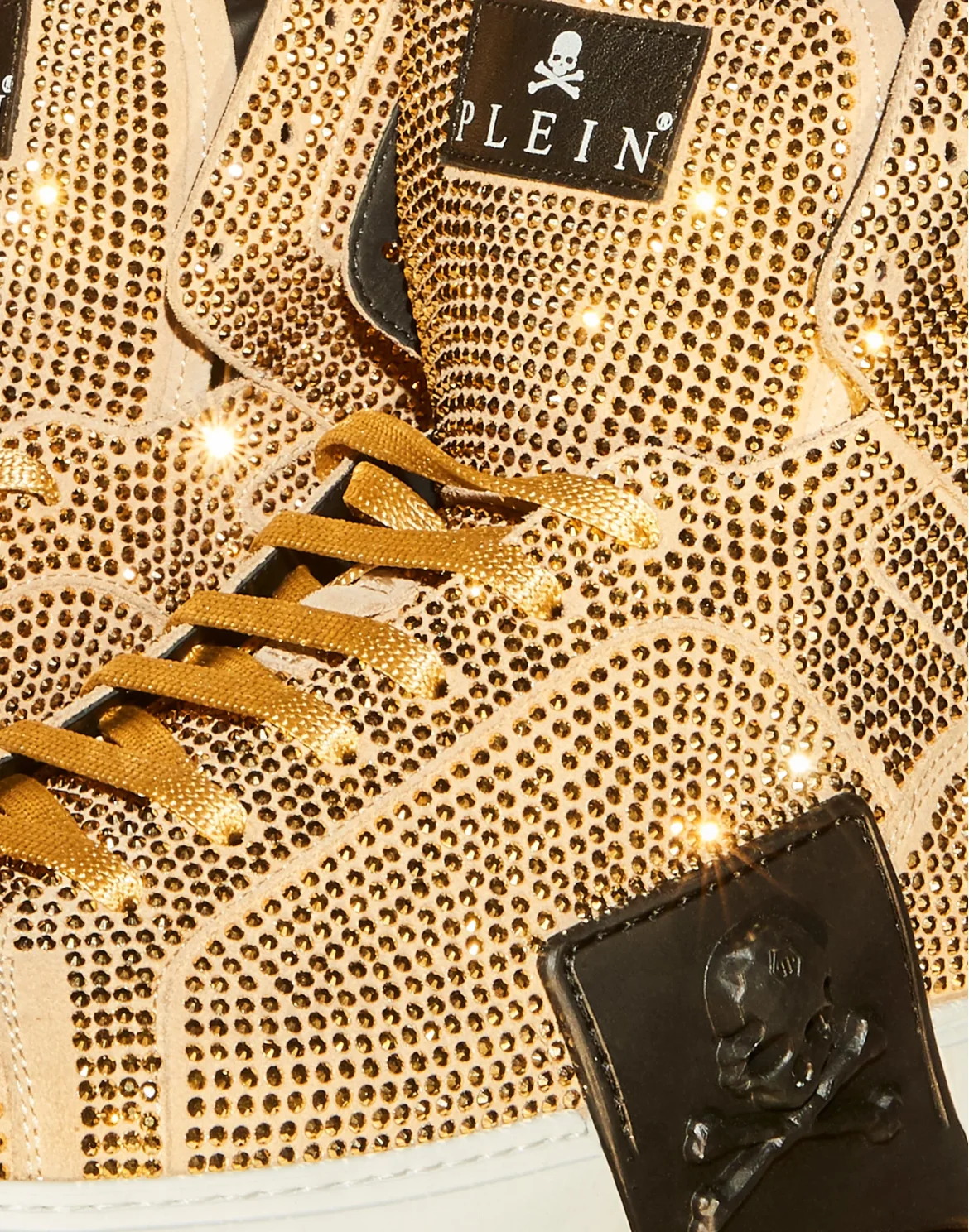 HI-TOP SNEAKERS MONEY KICK$ SUEDE GOLD SKULL, цвет: Золотой