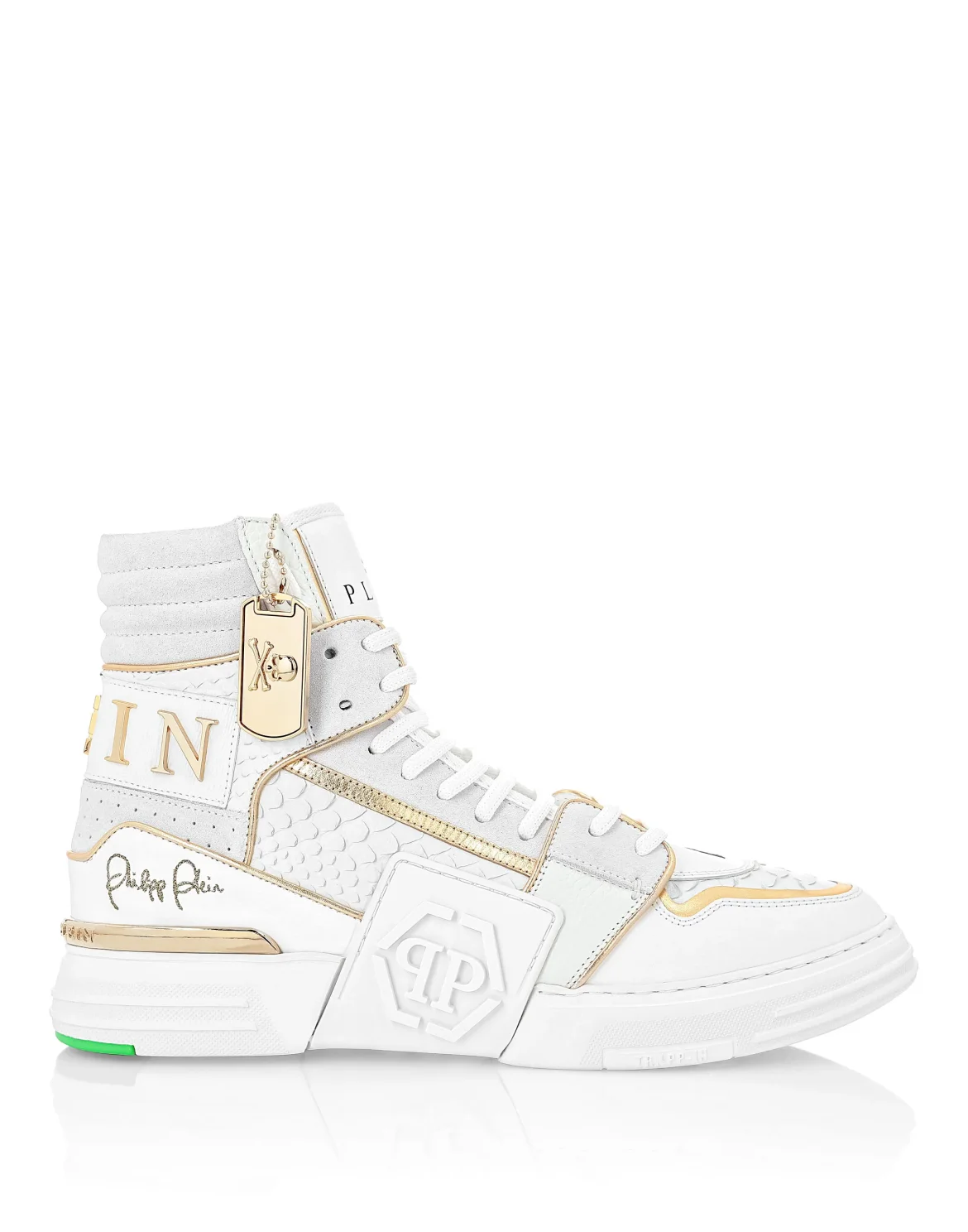HI-TOP SNEAKERS PHANTOM KICK$ PYTHON GOLD HEXAGON, цвет: Белый
