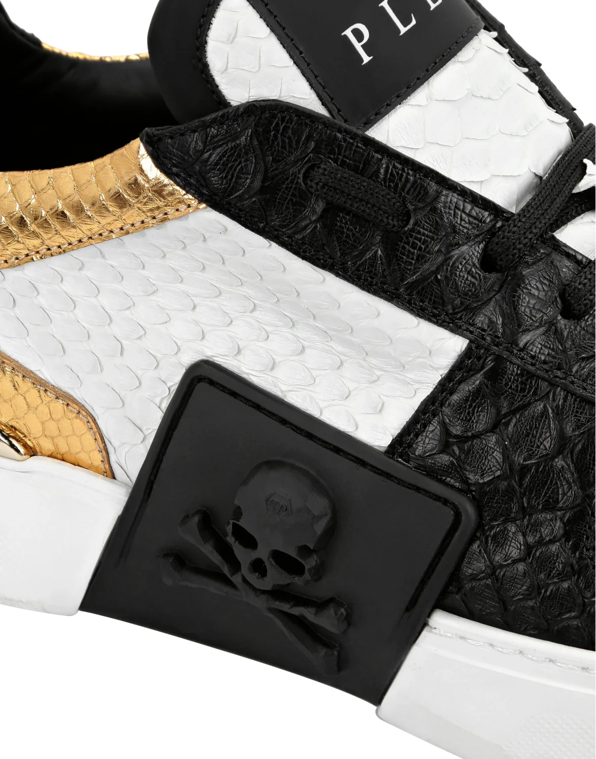 LO-TOP SNEAKERS PHANTOM KICK$ PYTHON GOLD SKULL, цвет: Черный