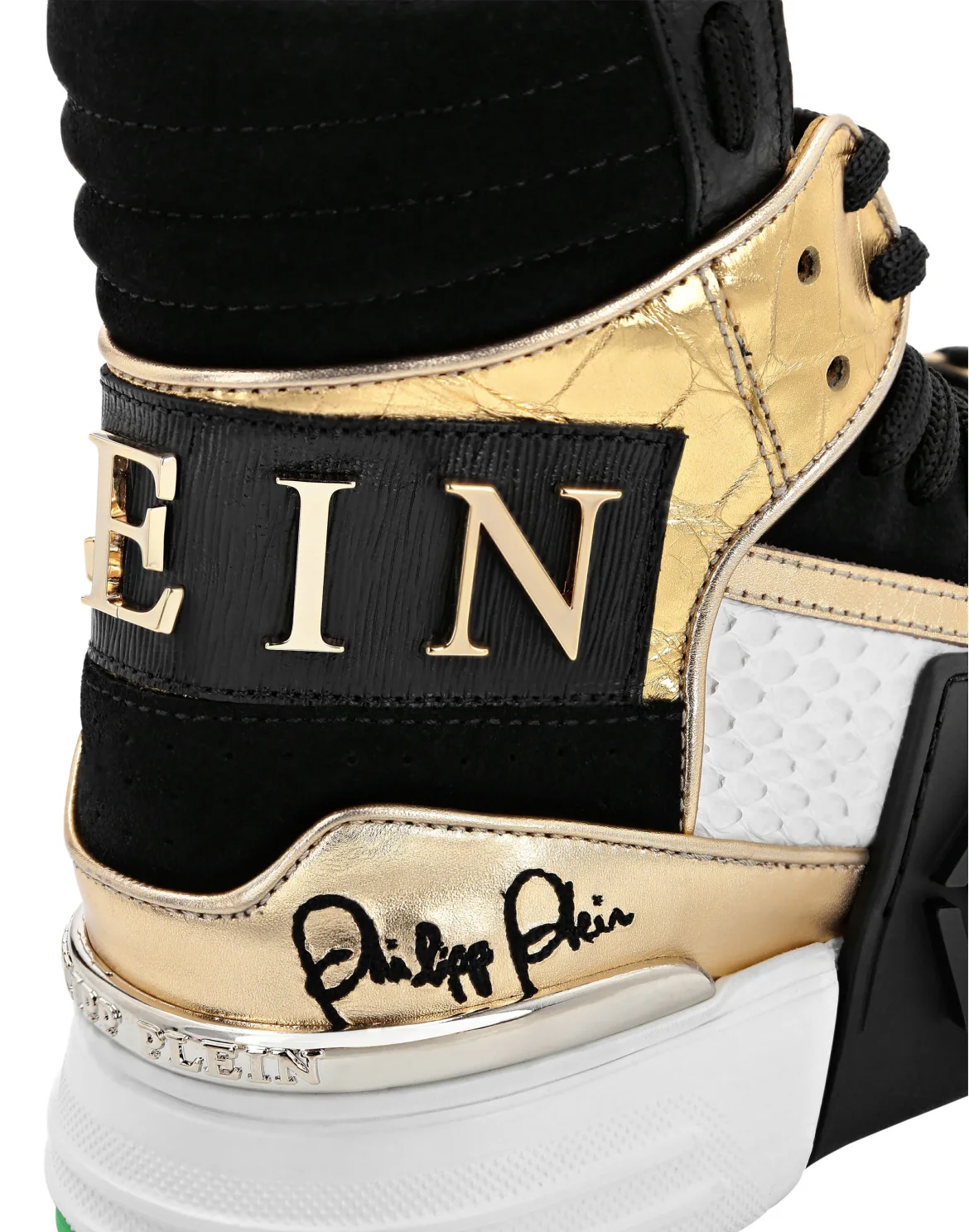 HI-TOP SNEAKERS PHANTOM KICK$ PYTHON GOLD HEXAGON, цвет: Черный