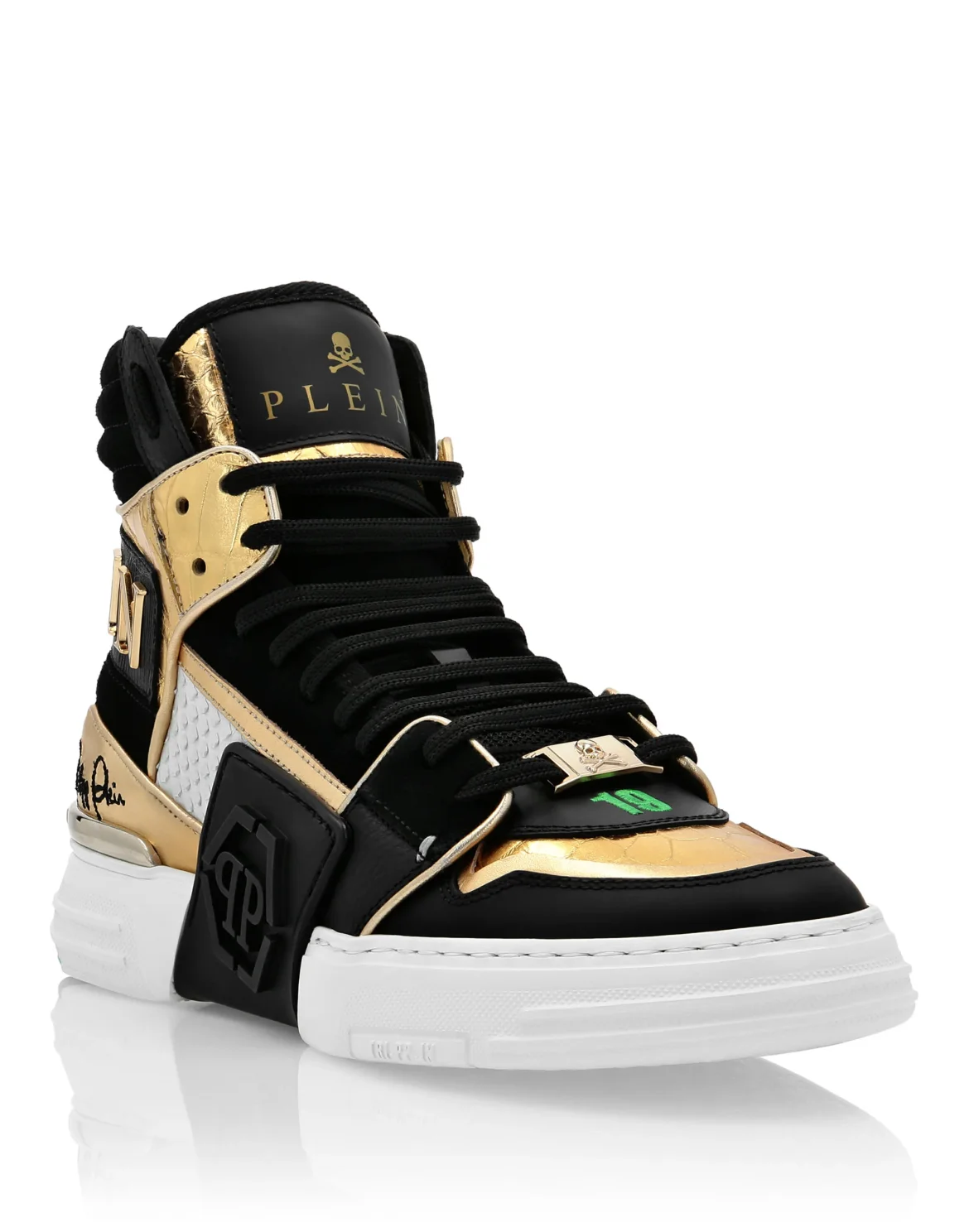 HI-TOP SNEAKERS PHANTOM KICK$ PYTHON GOLD HEXAGON, цвет: Черный