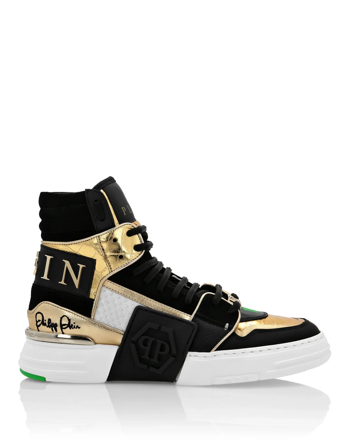 HI-TOP SNEAKERS PHANTOM KICK$ PYTHON GOLD HEXAGON, цвет: Черный