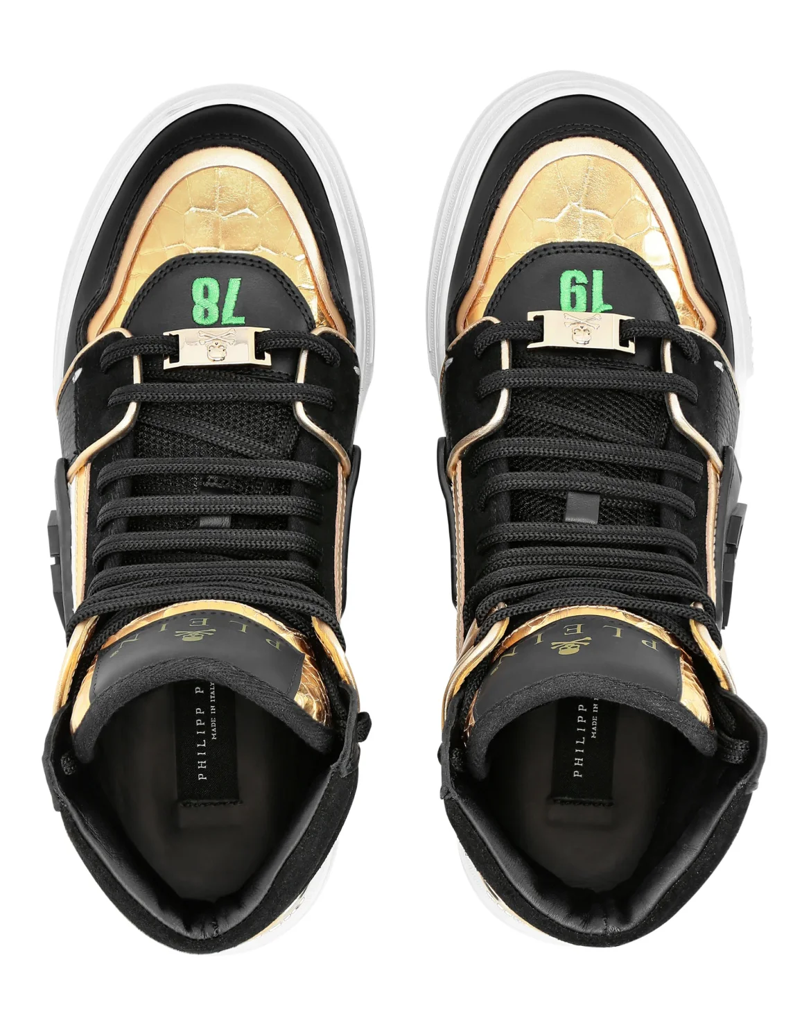 HI-TOP SNEAKERS PHANTOM KICK$ PYTHON GOLD HEXAGON, цвет: Черный