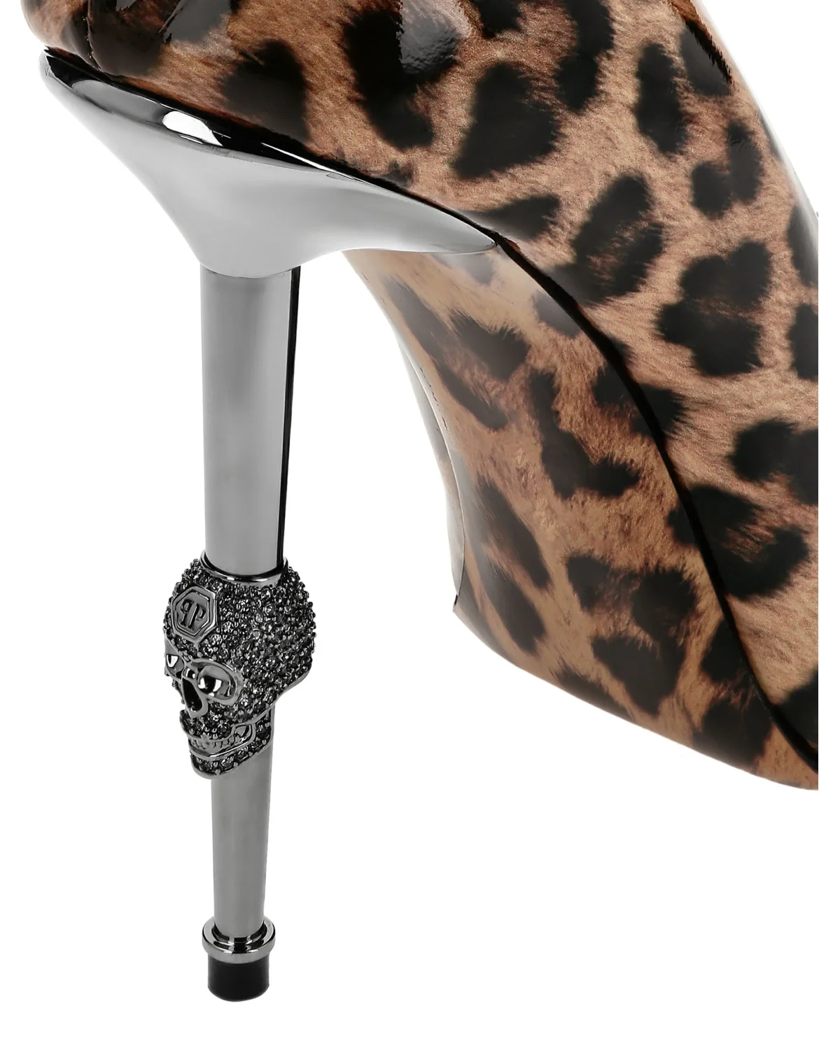 Skull Heel Patent Leather Leopard Pumps, цвет: Леопард