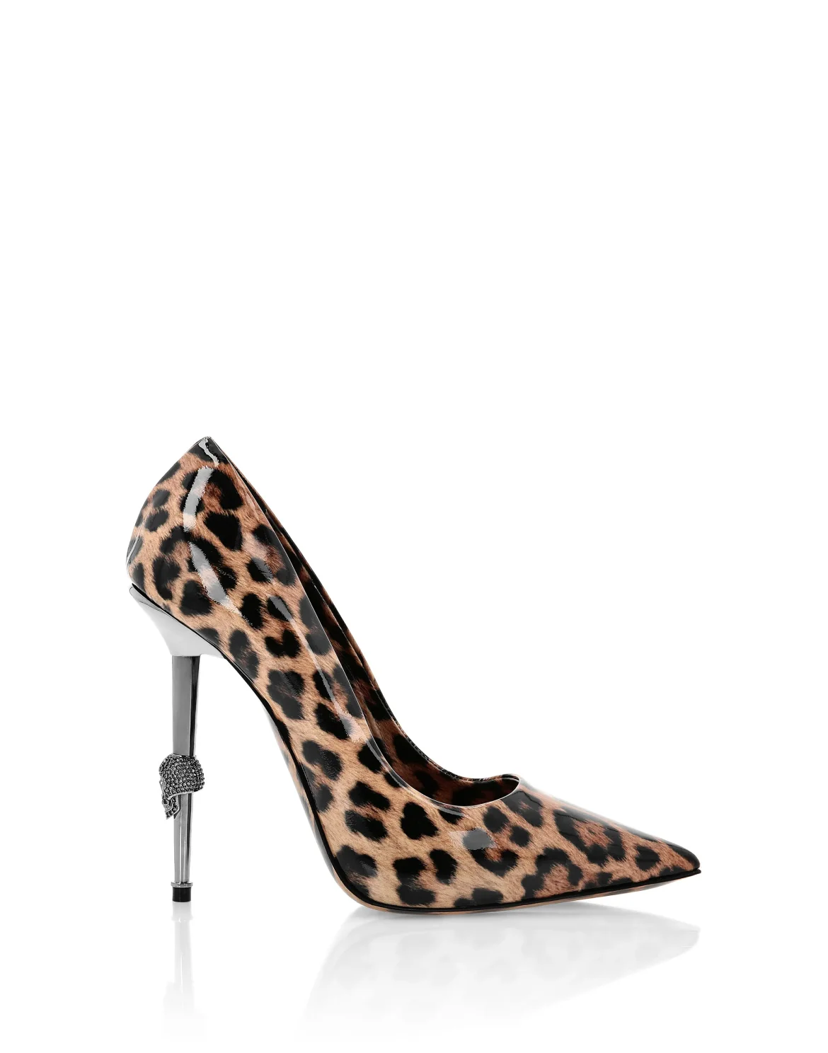 Skull Heel Patent Leather Leopard Pumps, цвет: Леопард