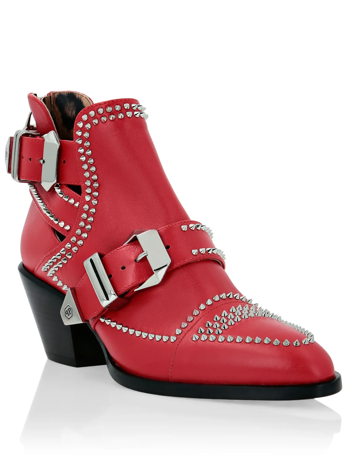 Boots Low Flat Studs, цвет: Красный