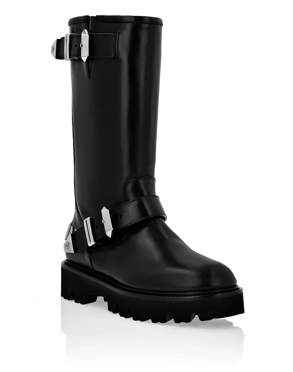 Leather Boots Mid Flat Istitutional, цвет: Черный