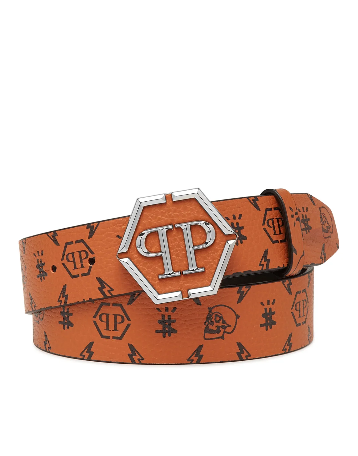 Leather Belt Monogram, цвет: Коричневый