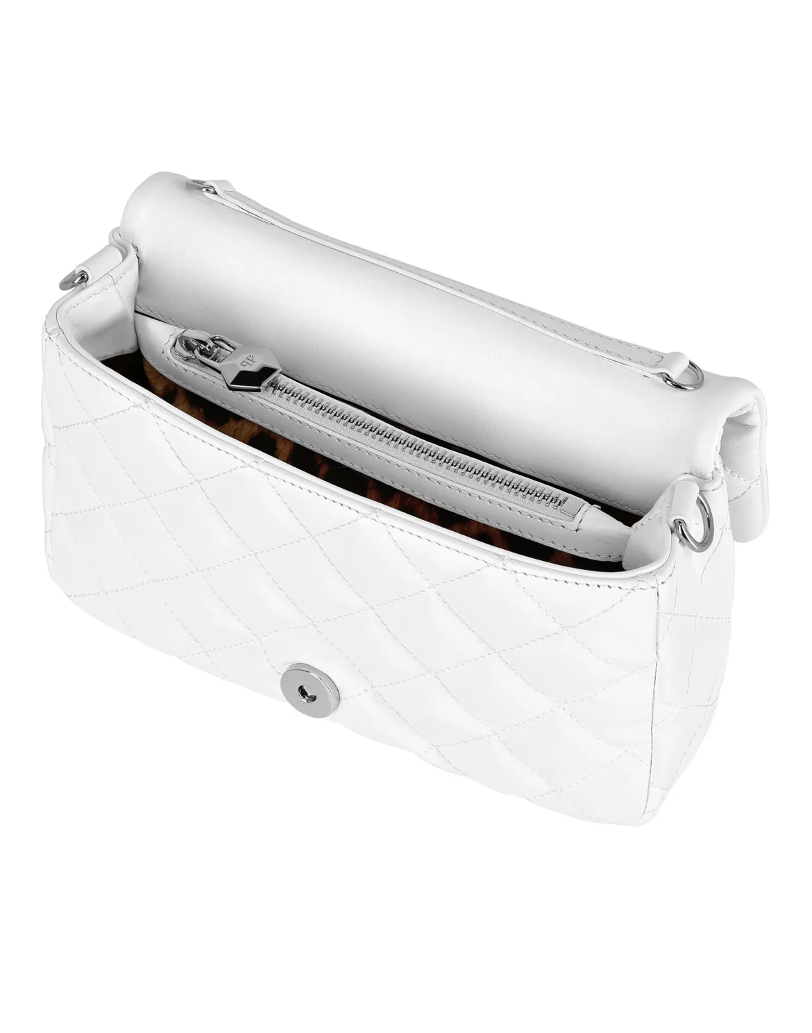 Calf Leather Mini Shoulder Bag Studs, цвет: Белый