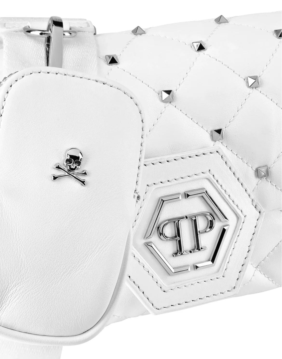 Calf Leather Mini Shoulder Bag Studs, цвет: Белый