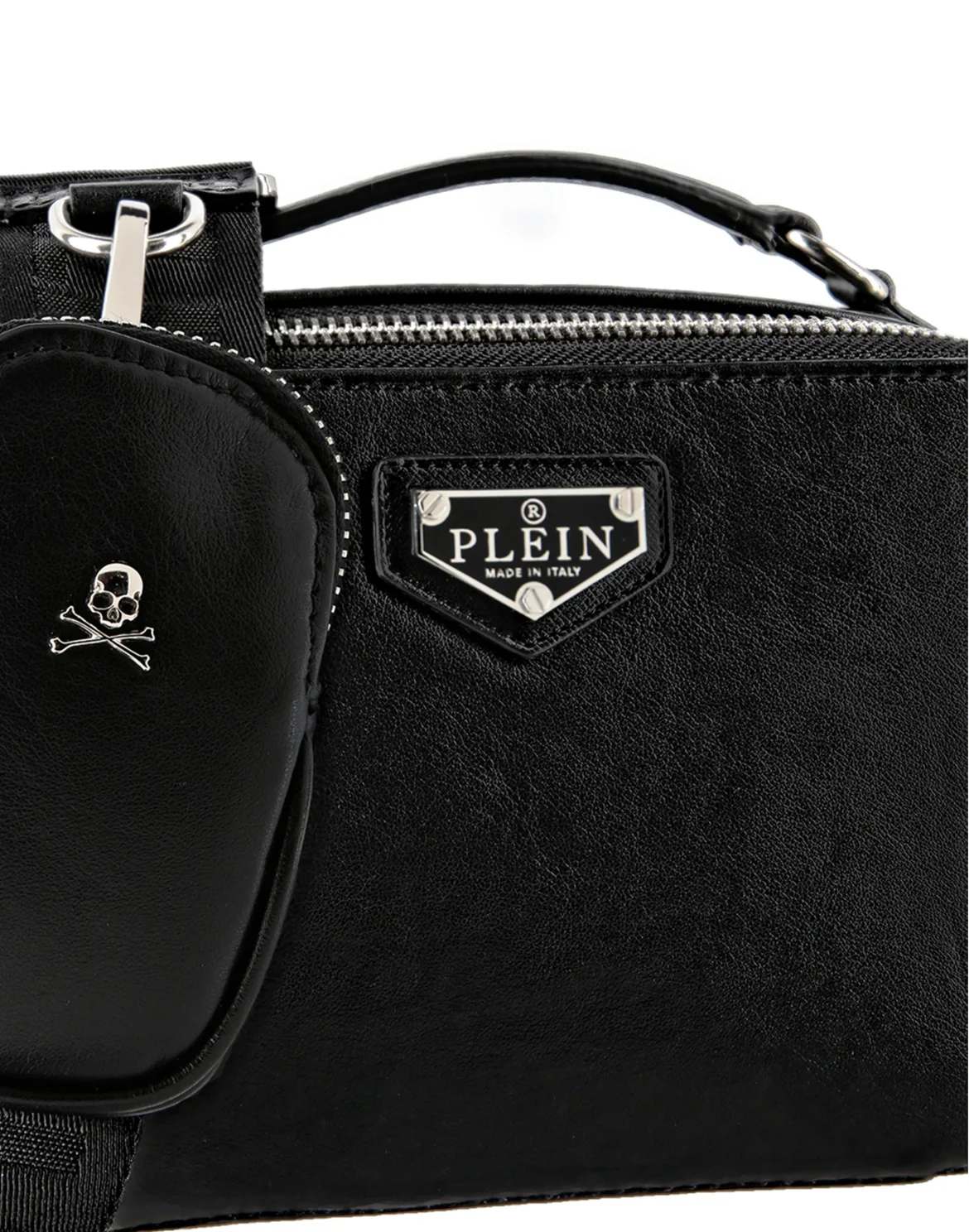Leather Shoulder Bag Iconic Plein, цвет: Черный