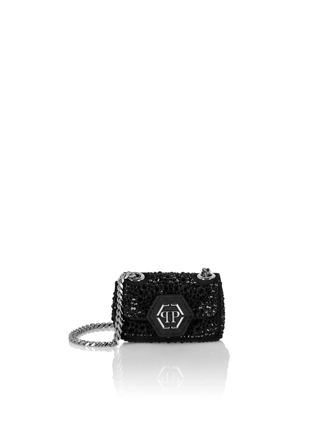 Suede Mini Shoulder Iconic Plein, цвет: Черный