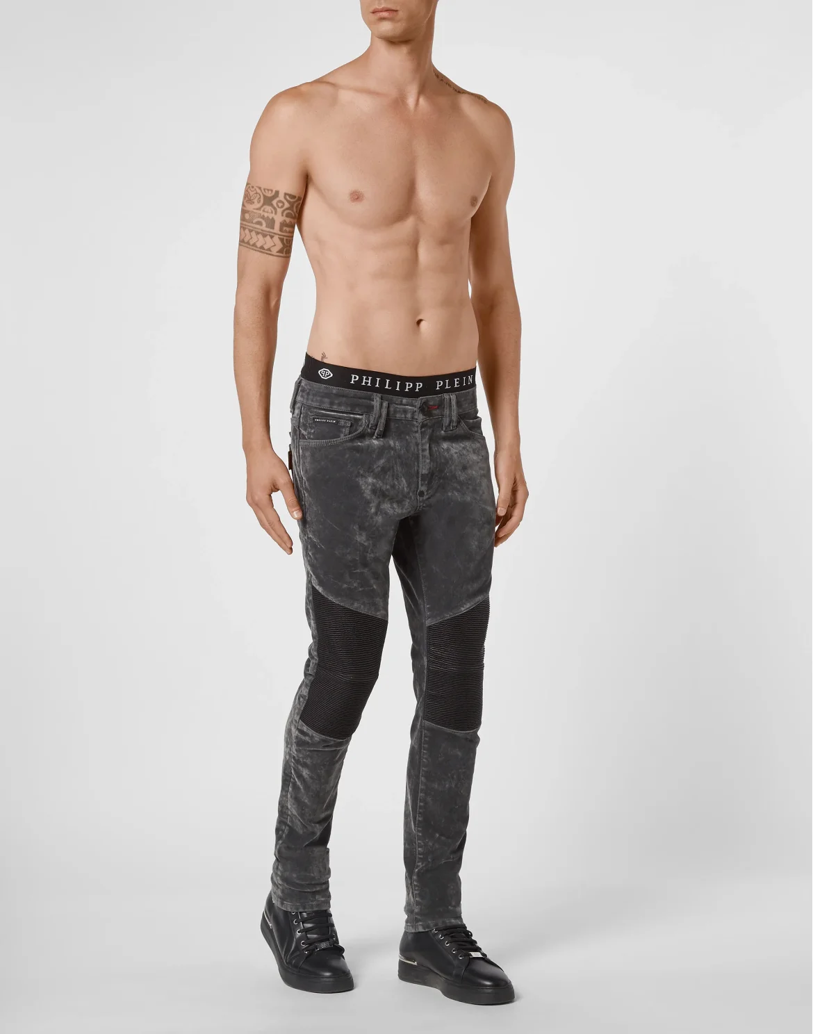 Denim Trousers Skinny Biker Fit Iconic Plein, цвет: Черный