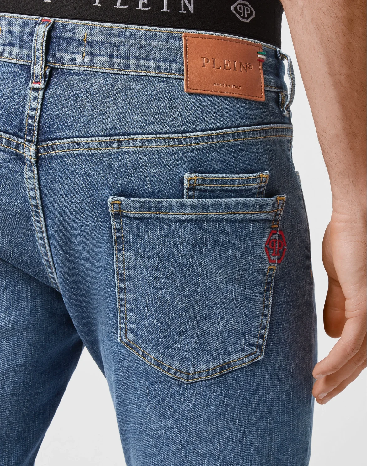 Denim Super Straight Cut Embroidery Hexagon, цвет: Синий