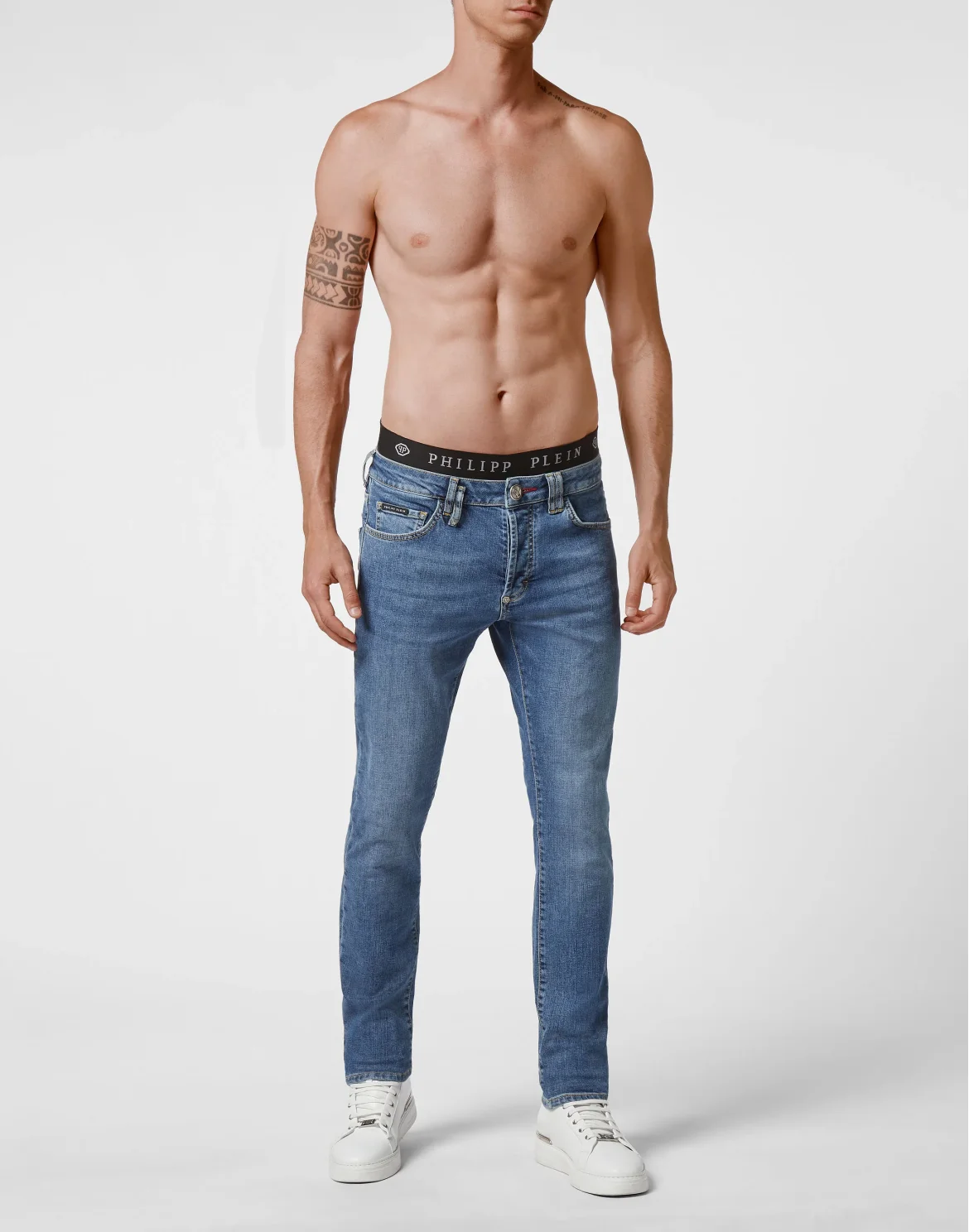 Denim Super Straight Cut Embroidery Hexagon, цвет: Синий