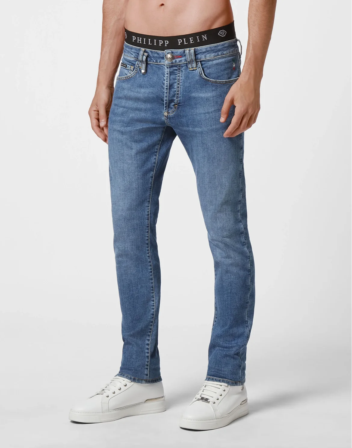 Denim Super Straight Cut Embroidery Hexagon, цвет: Синий