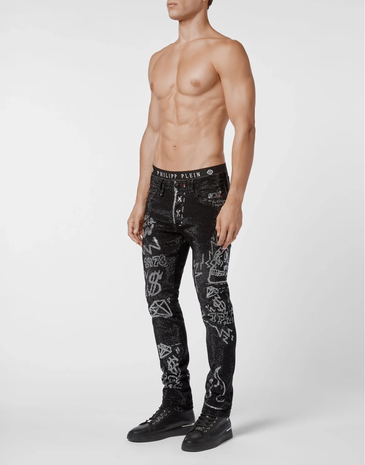 Denim Super Straight Cut Full  stones Graffiti, цвет: Черный
