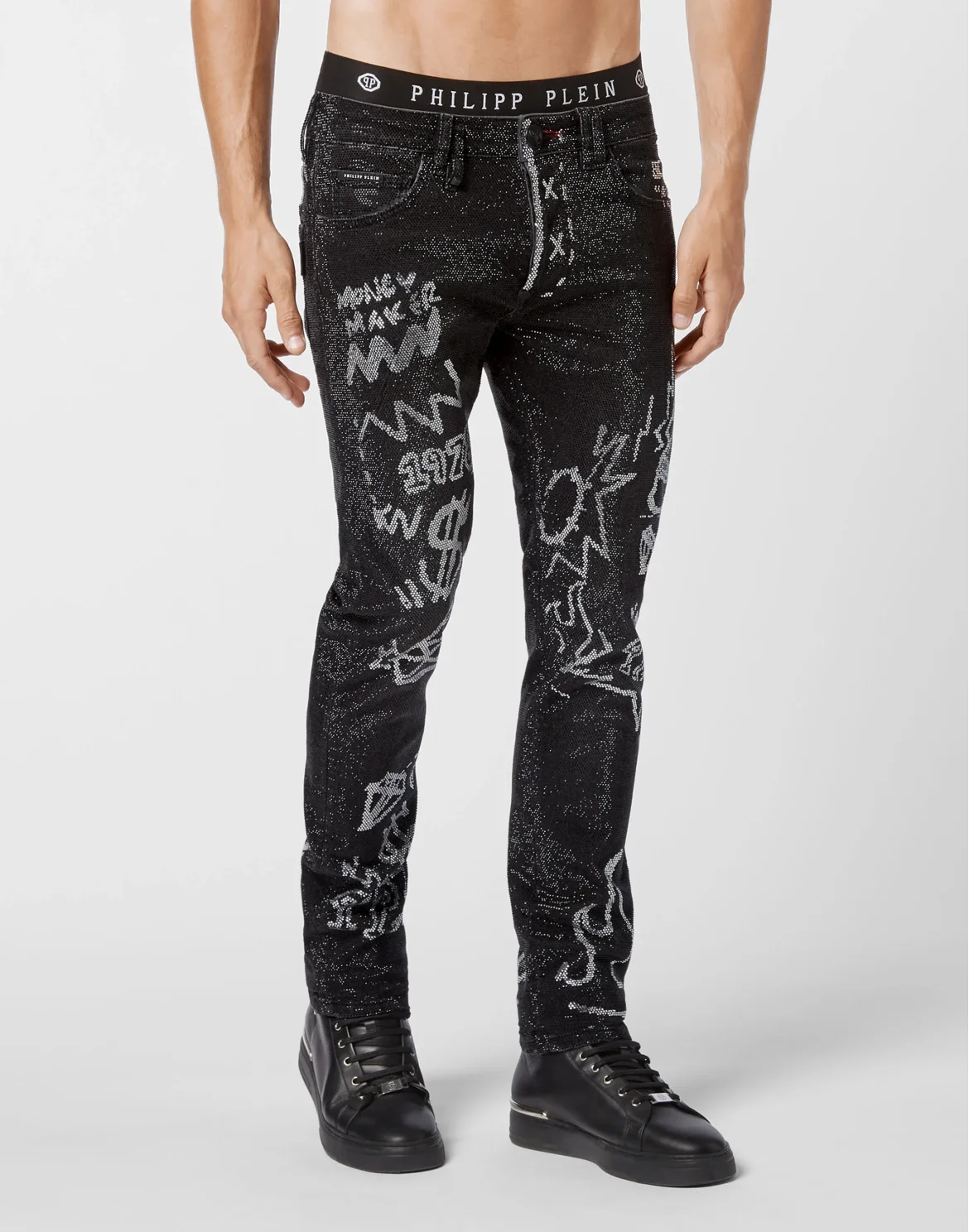 Denim Super Straight Cut Full  stones Graffiti, цвет: Черный
