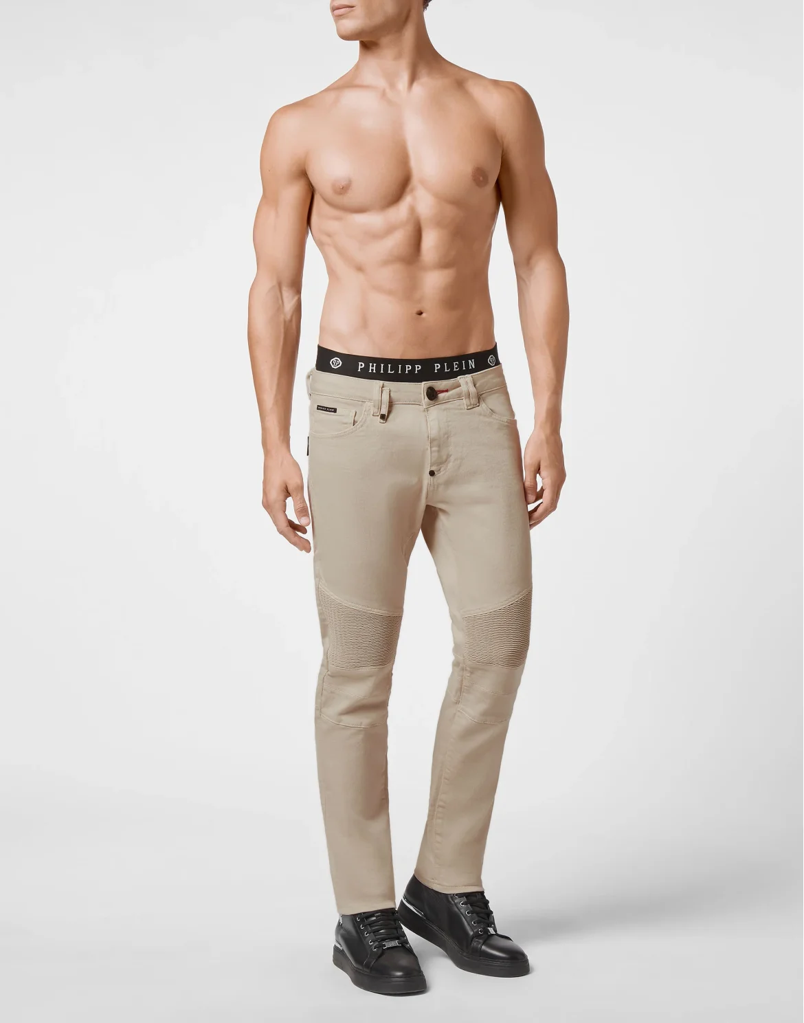 Denim Biker Slim Fit Iconic Plein, цвет: Бежевый