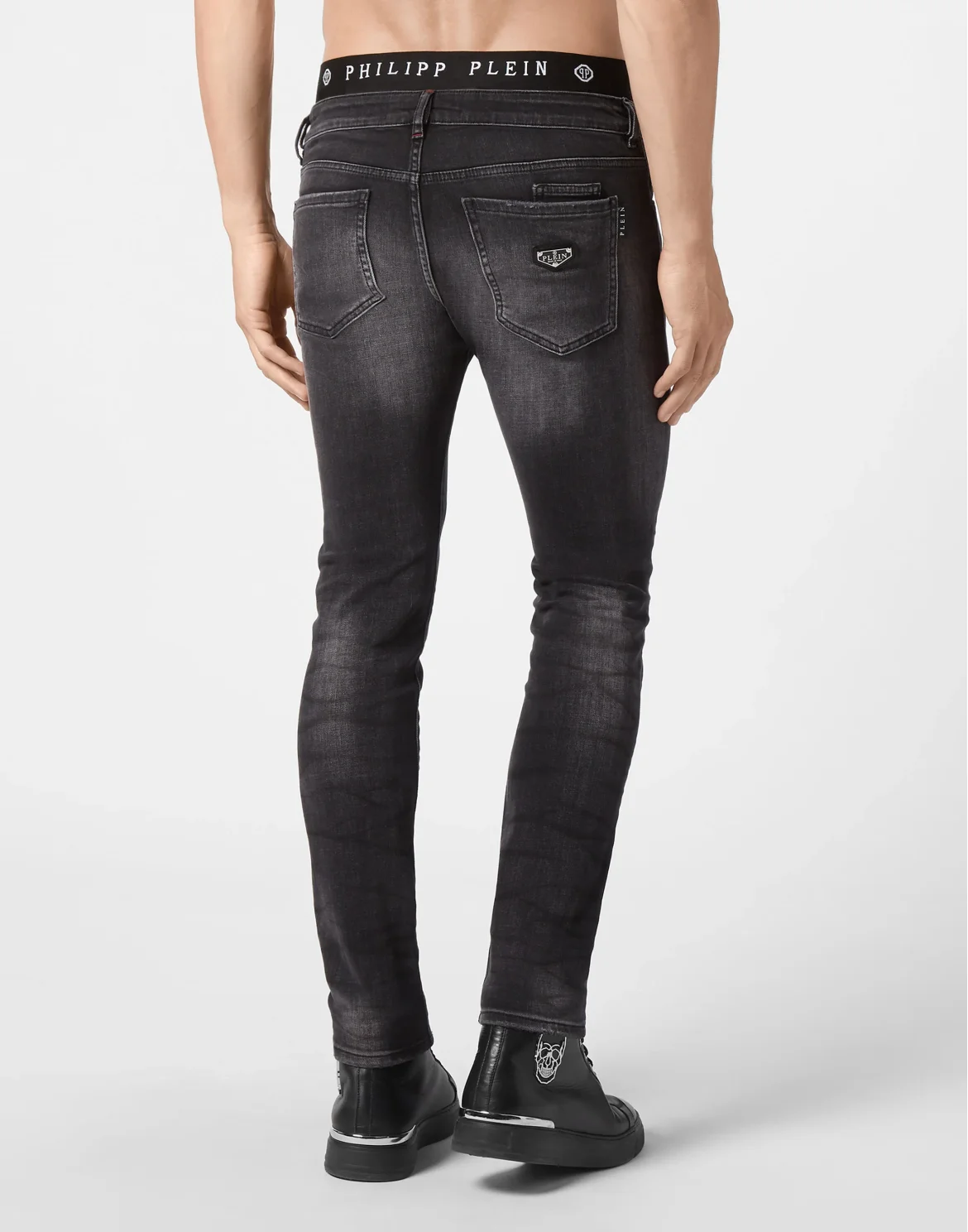 Denim Skinny Trousers fit Iconic Plein, цвет: Черный