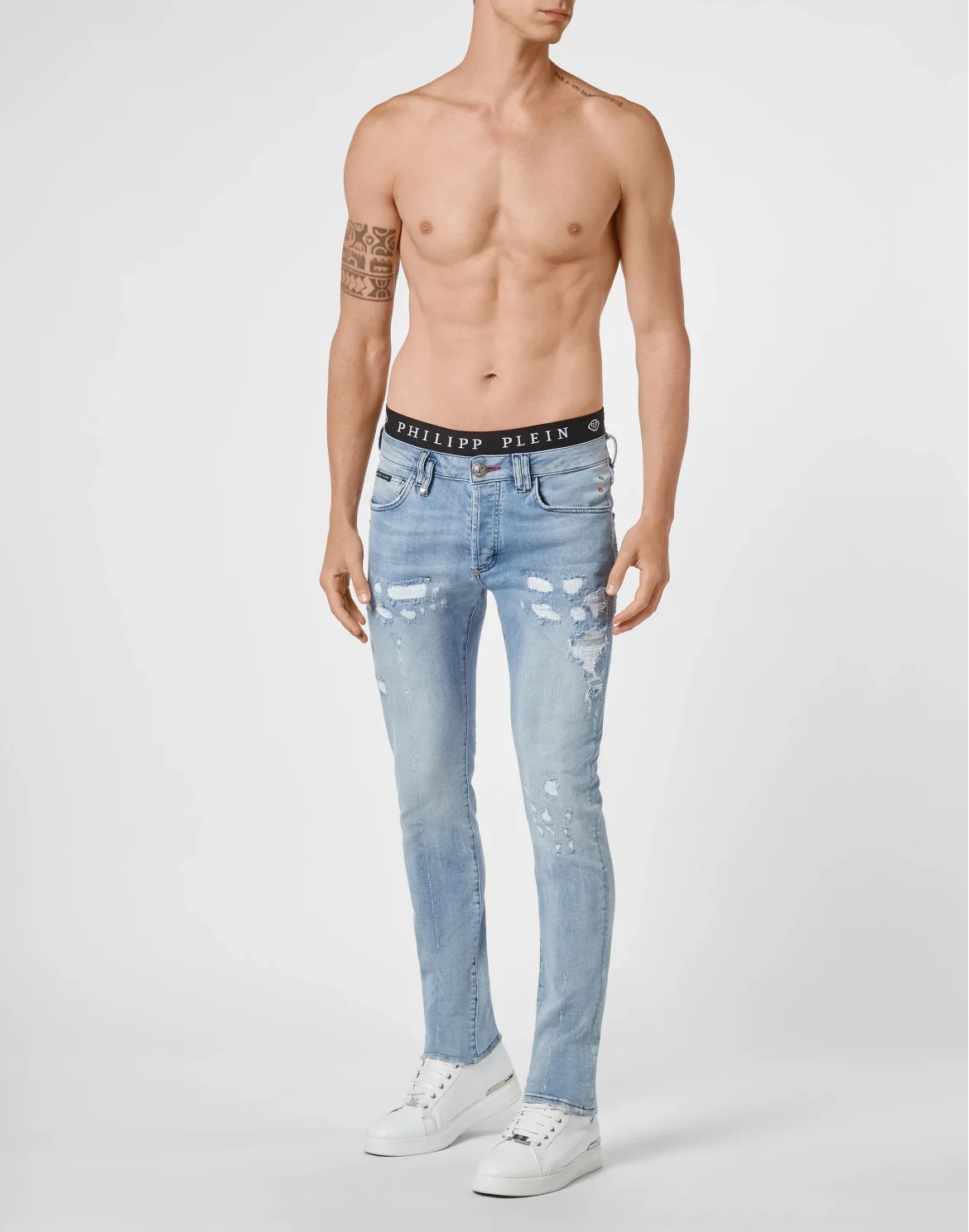 Denim Super Straight Cut Iconic Plein, цвет: Голубой