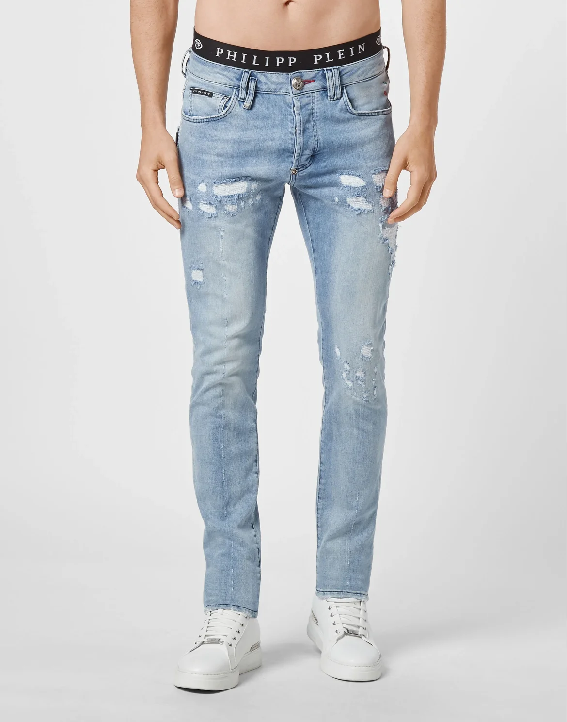 Denim Super Straight Cut Iconic Plein, цвет: Голубой