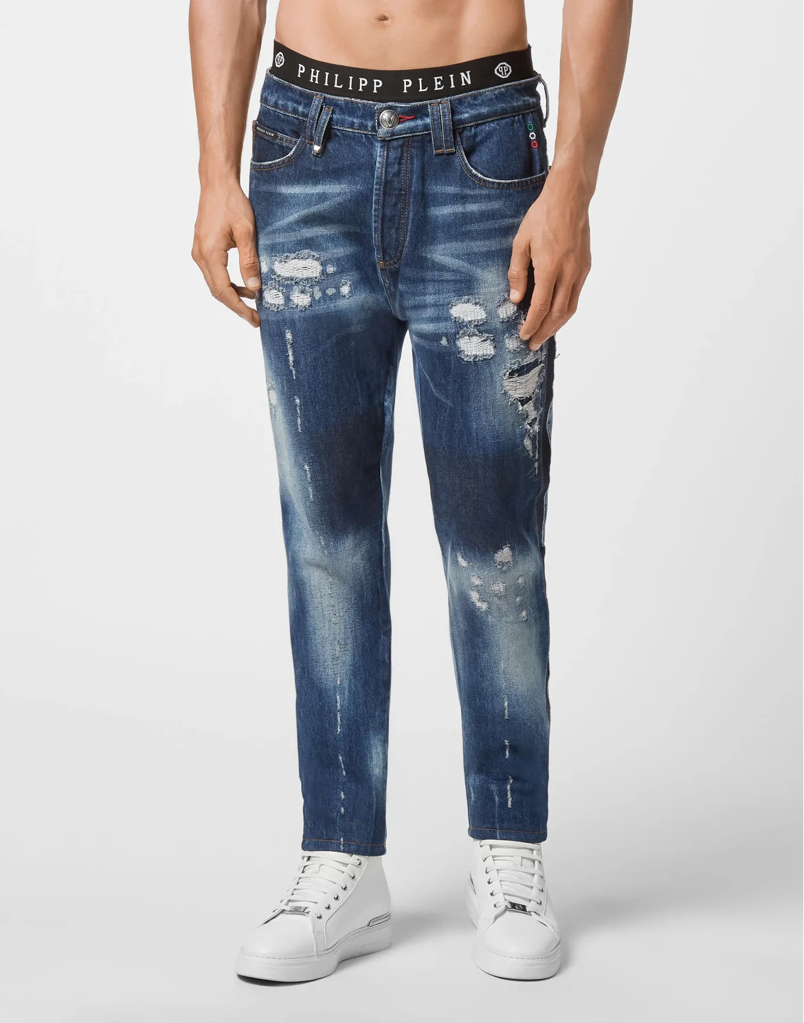 Denim Carrot Fit Iconic Plein, цвет: Синий