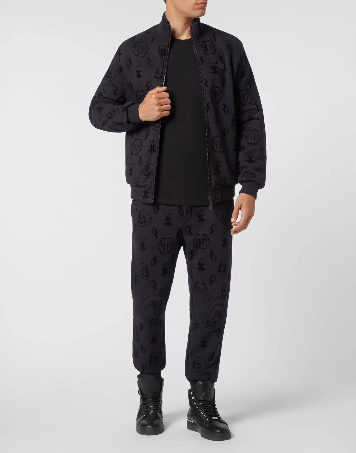 Jogging Jacket Flock Monogram, цвет: Черный