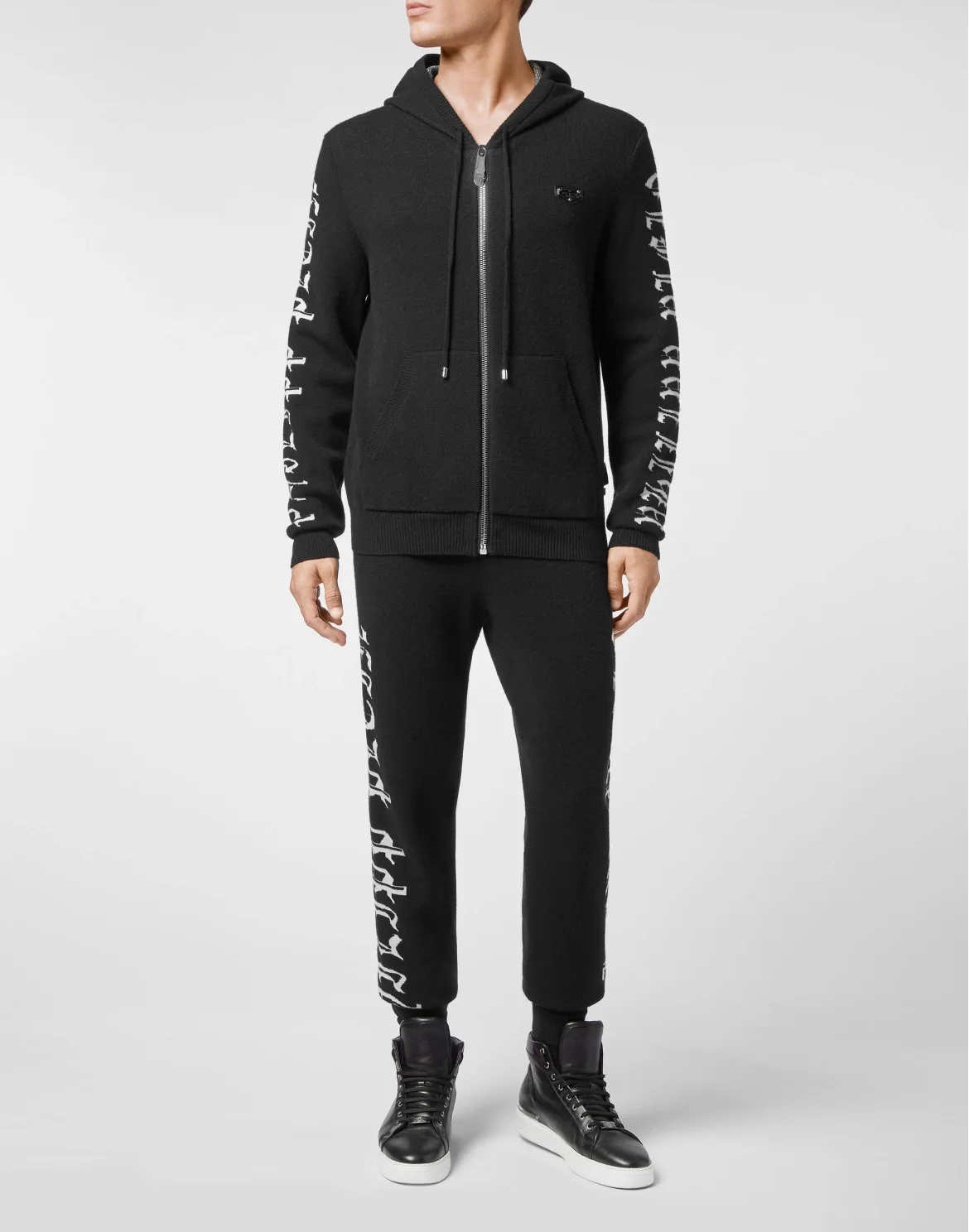 Wool Hoodie Jacket/Trousers Jacquard Skull, цвет: Черный