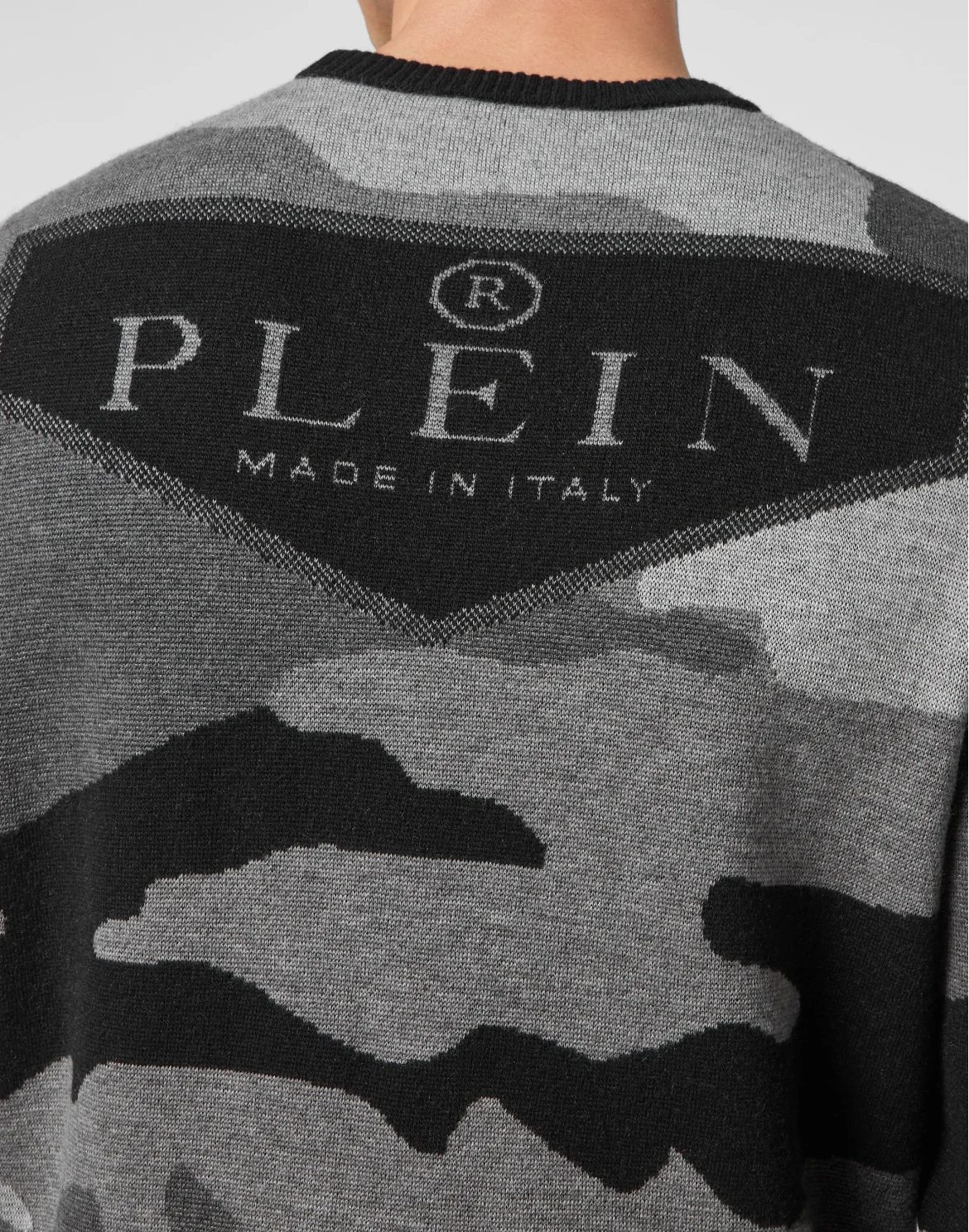 Merino wool Pullover Round Neck LS Camouflage, цвет: Черный