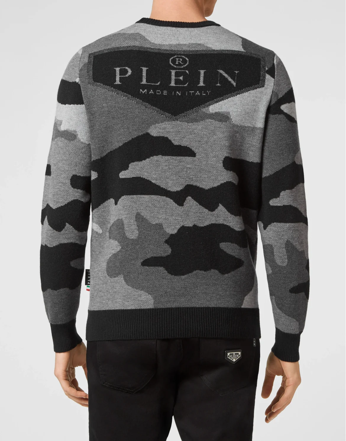 Merino wool Pullover Round Neck LS Camouflage, цвет: Черный