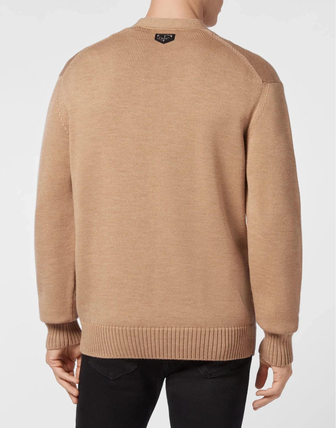 Merino wool Cardigan Short Jacquard Skull, цвет: Бежевый