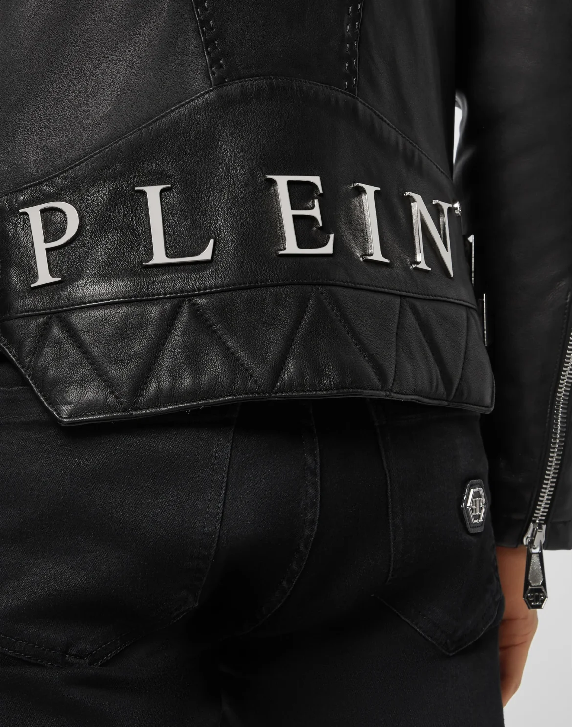 Lambskin Biker Jacket Iconic Plein, цвет: Черный