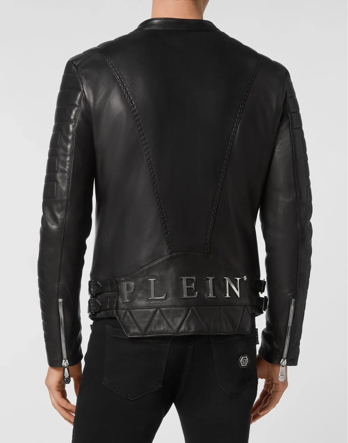 Lambskin Biker Jacket Iconic Plein, цвет: Черный
