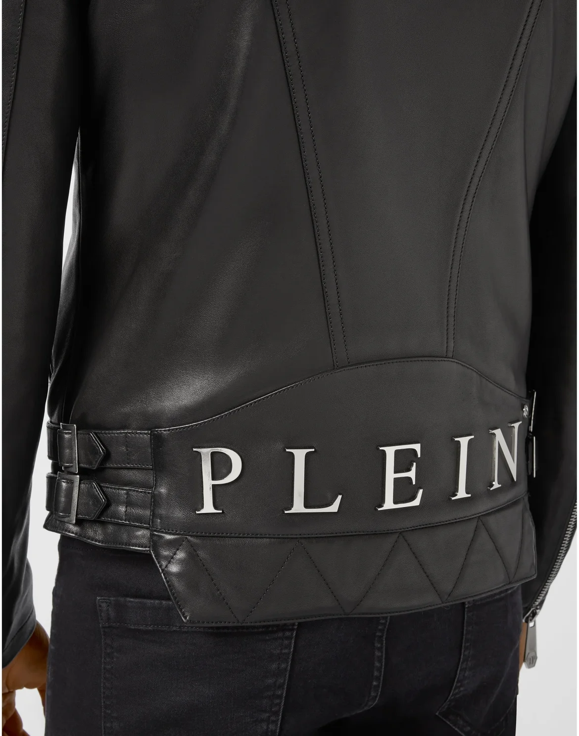 Lambskin shearling Biker Jacket Iconic Plein, цвет: Черный