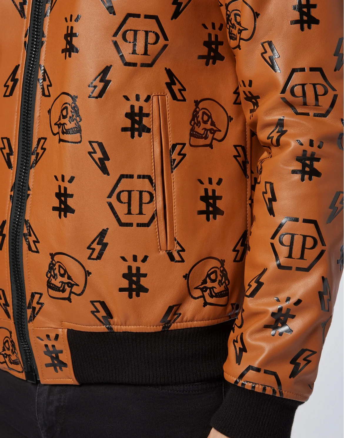 Leather Bomber print Monogram, цвет: Коричневый