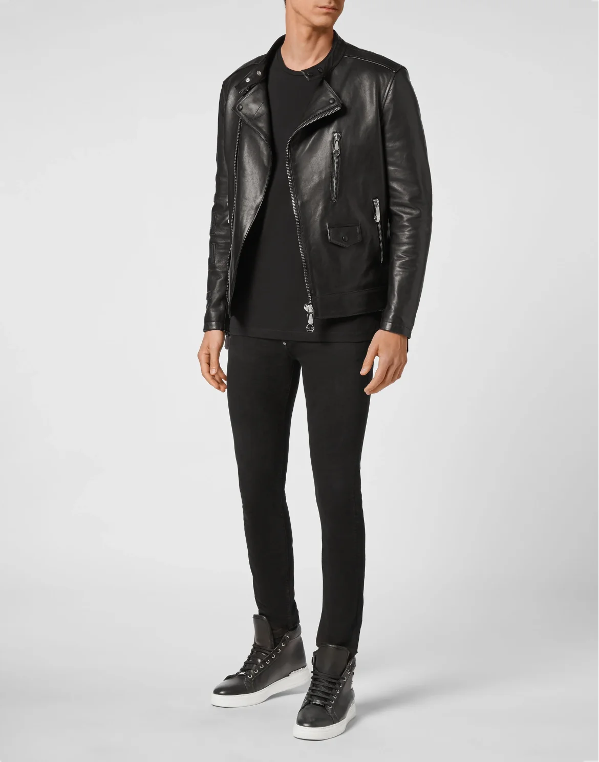 Leather Biker Philipp Plein TM, цвет: Черный