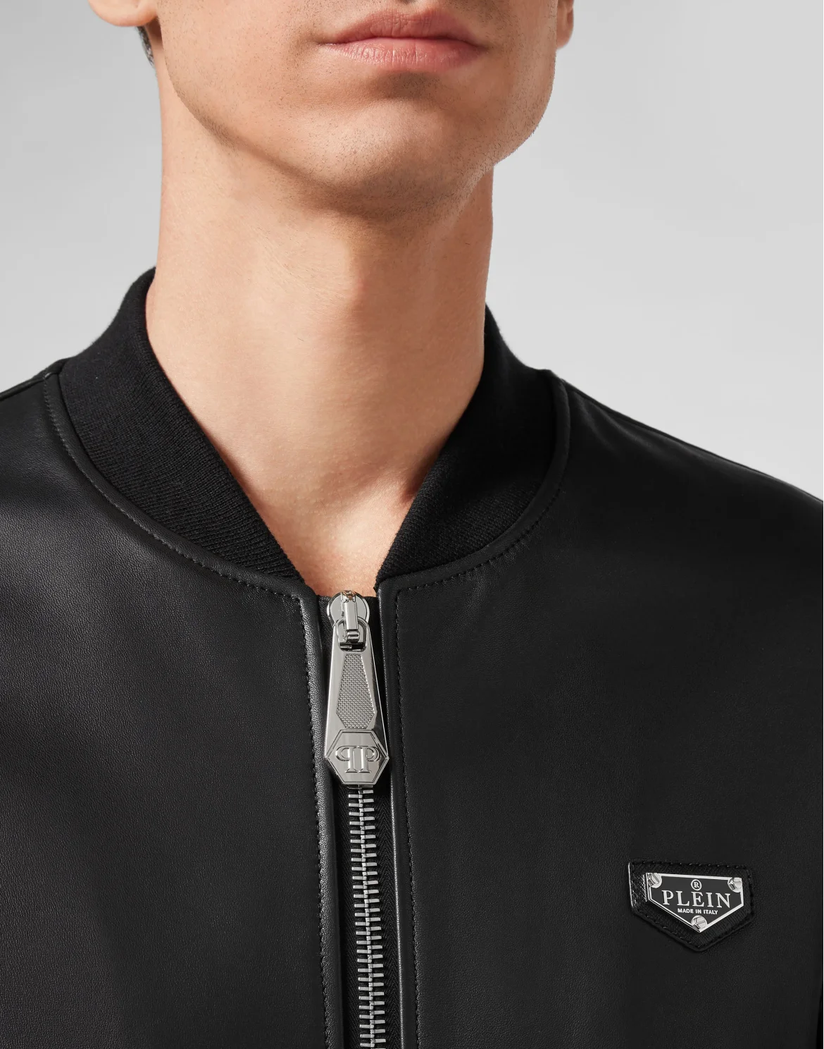 Leather Bomber Iconic Plein, цвет: Черный