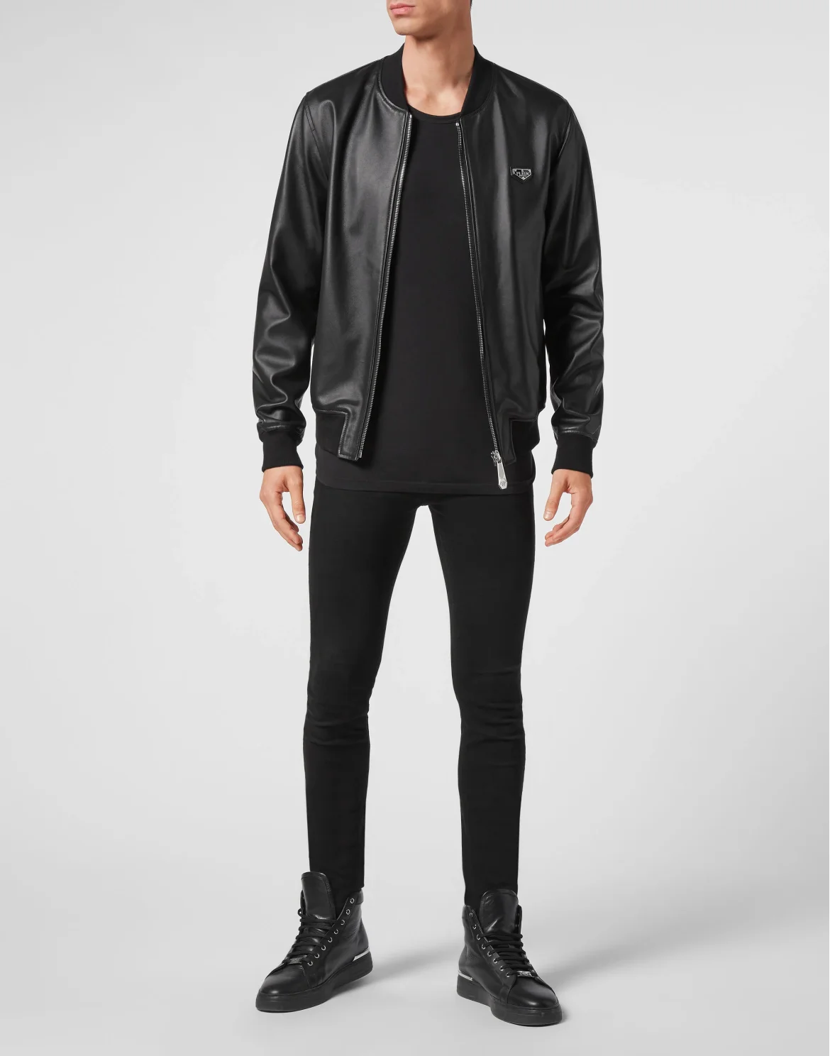 Leather Bomber Iconic Plein, цвет: Черный