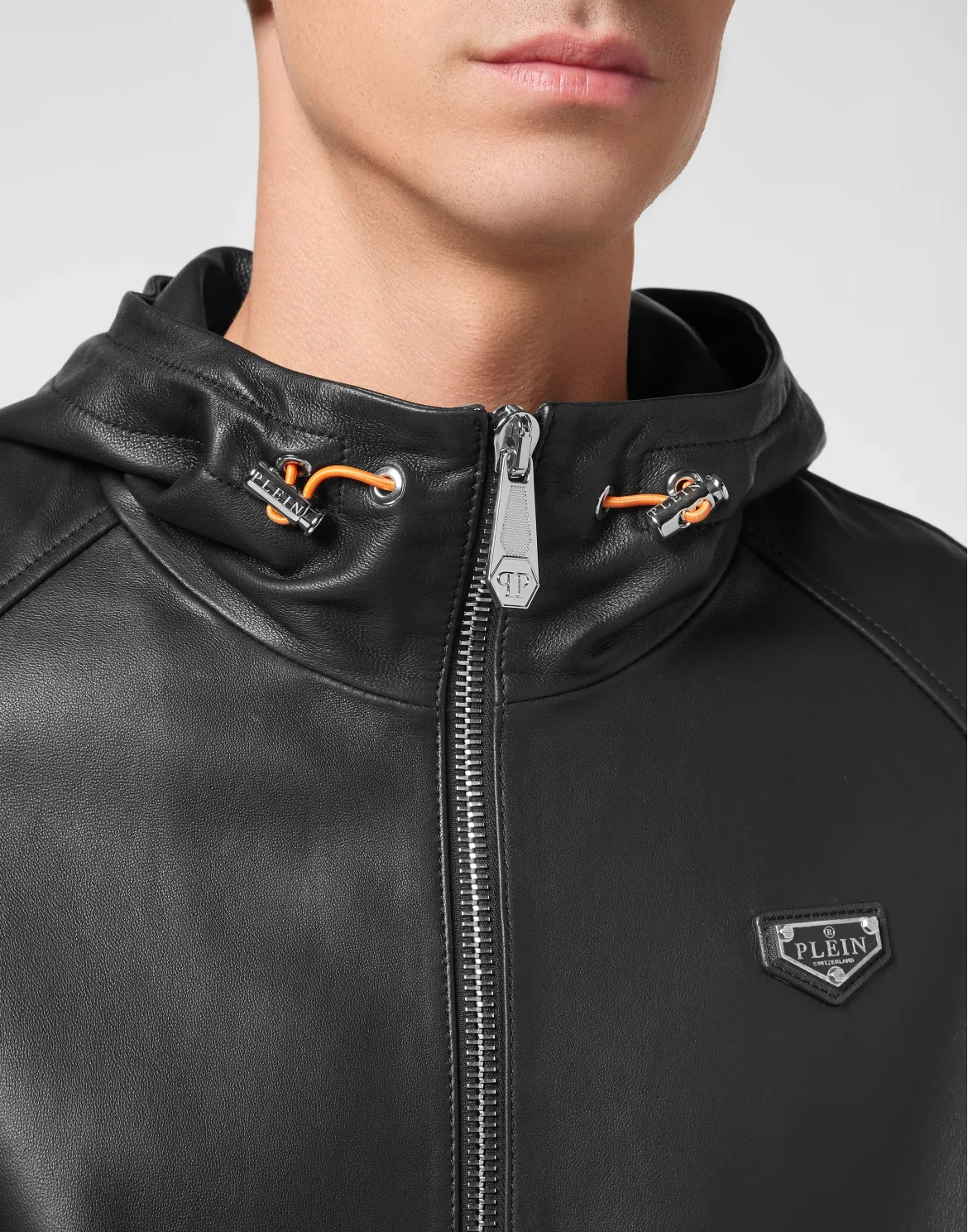 Leather Jacket Iconic Plein, цвет: Черный