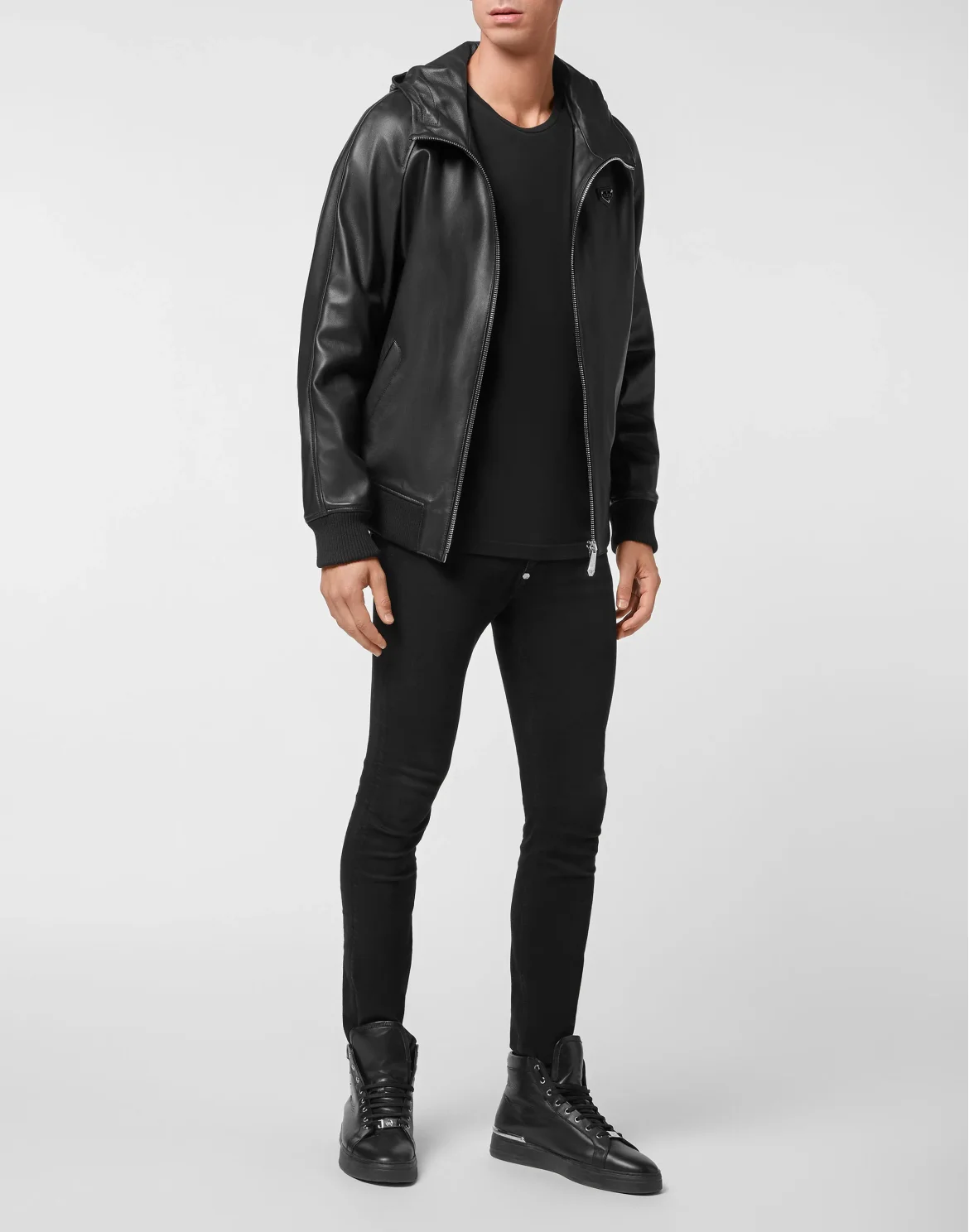 Leather Jacket Iconic Plein, цвет: Черный