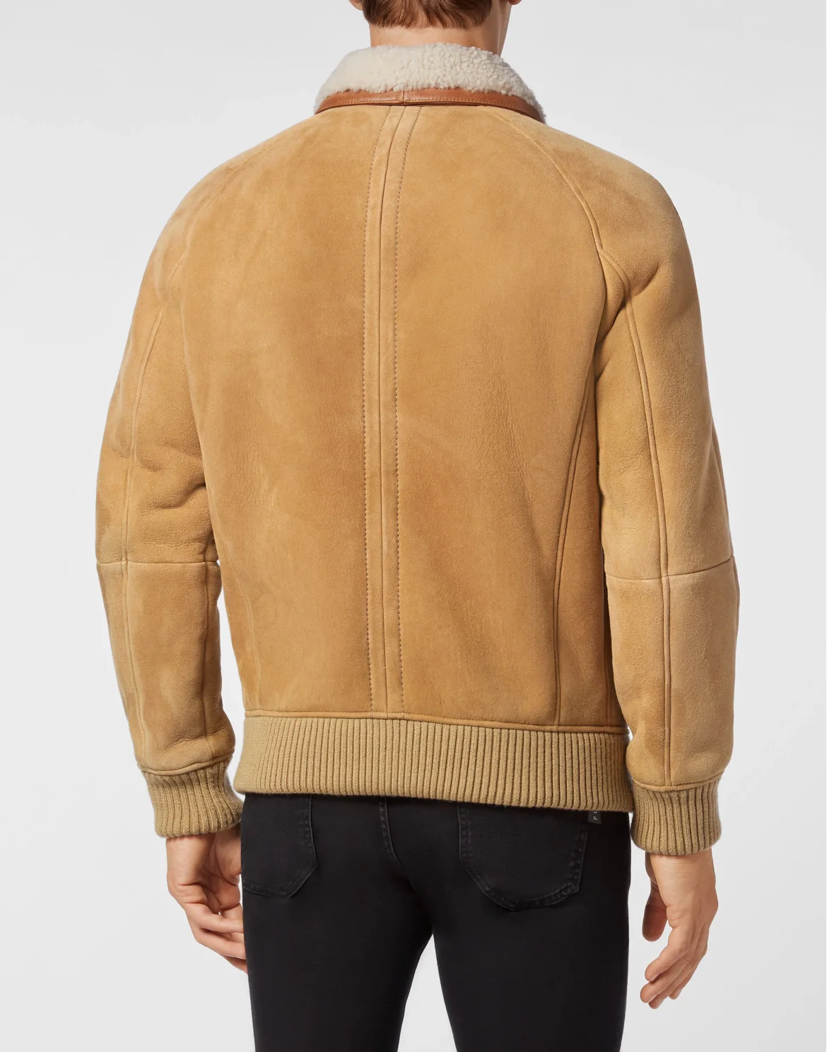 Shearling leather jacket Iconic Plein, цвет: Бежевый