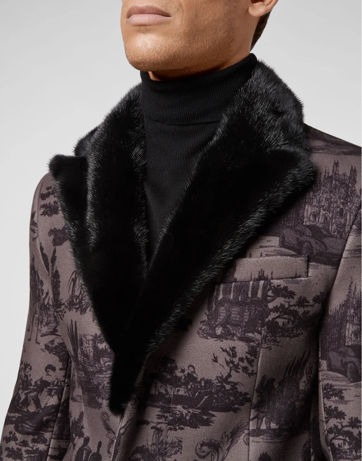 Wool sartorial jacquard coat En PLEIN air, цвет: Черный