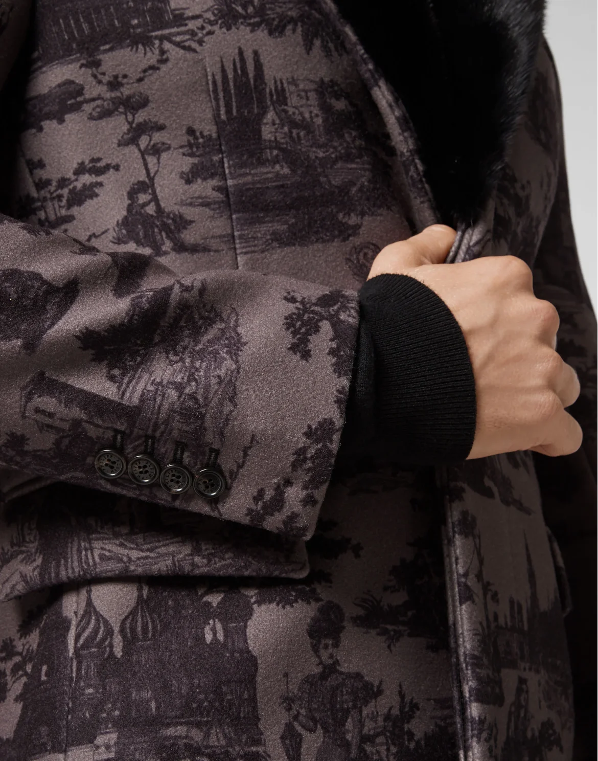 Wool sartorial jacquard coat En PLEIN air, цвет: Черный