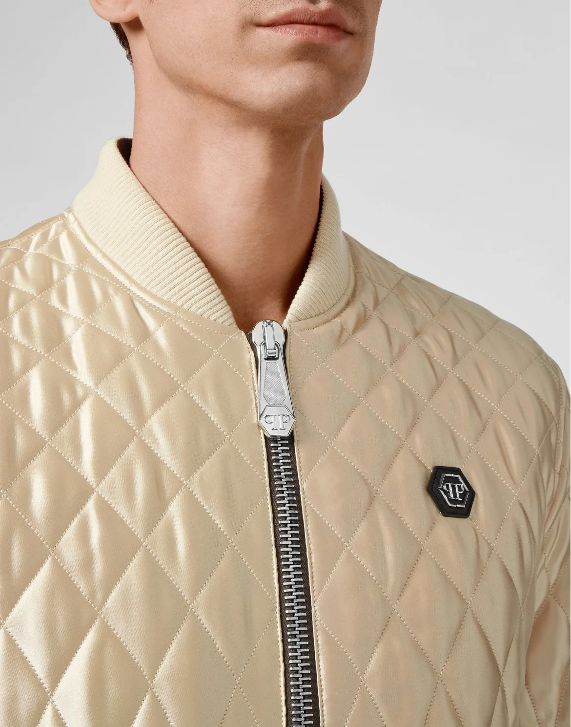 Quilted Nylon Bomber Iconic Plein, цвет: Бежевый