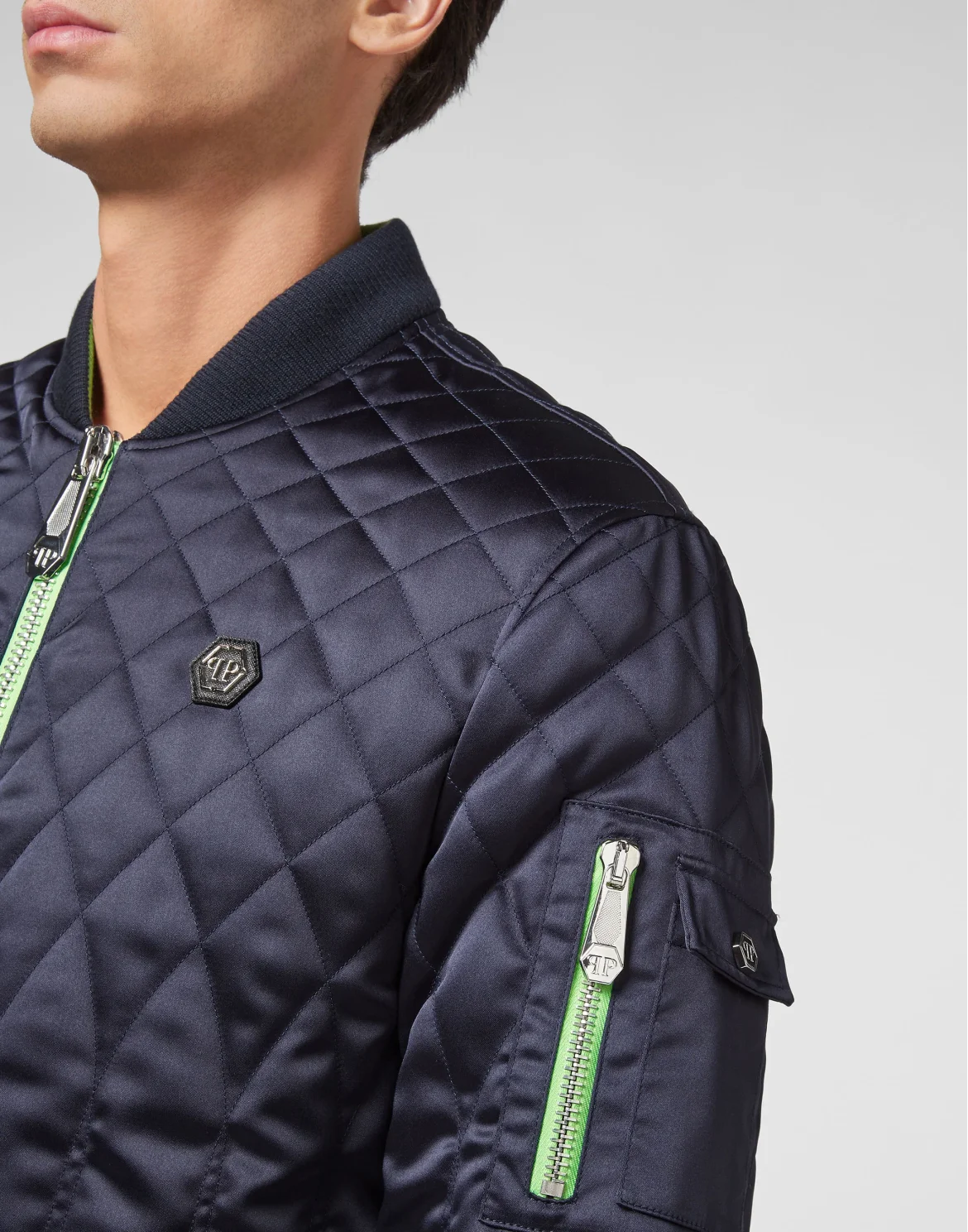 Quilted Nylon Bomber Iconic Plein, цвет: Синий